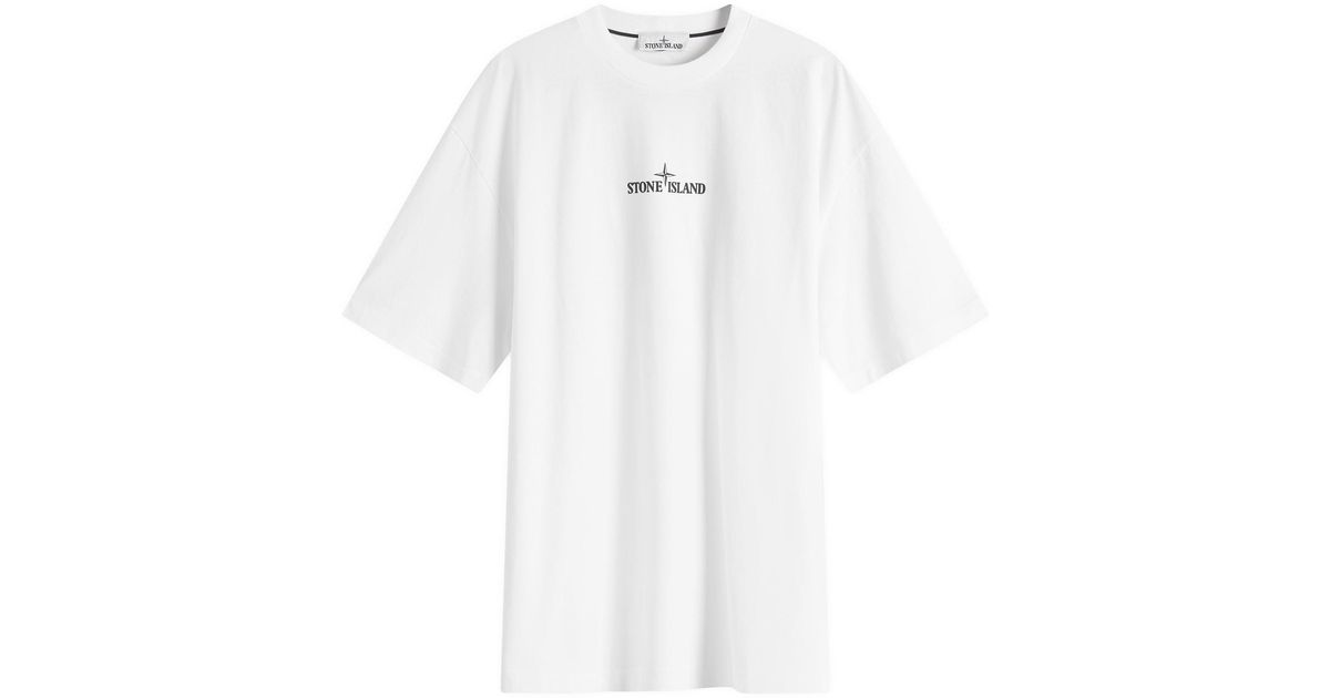 Stone Island Fingerprint Logo T-Shirt in White for Men | Lyst