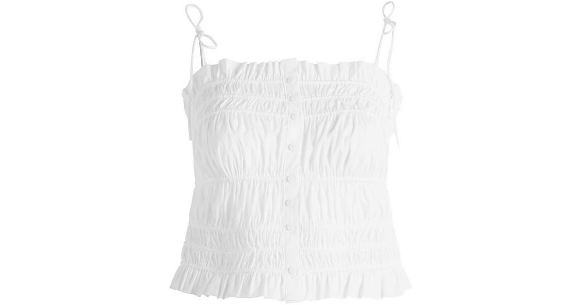 Skims Garment Washed Poplin Ruffle Cami in White | Lyst UK