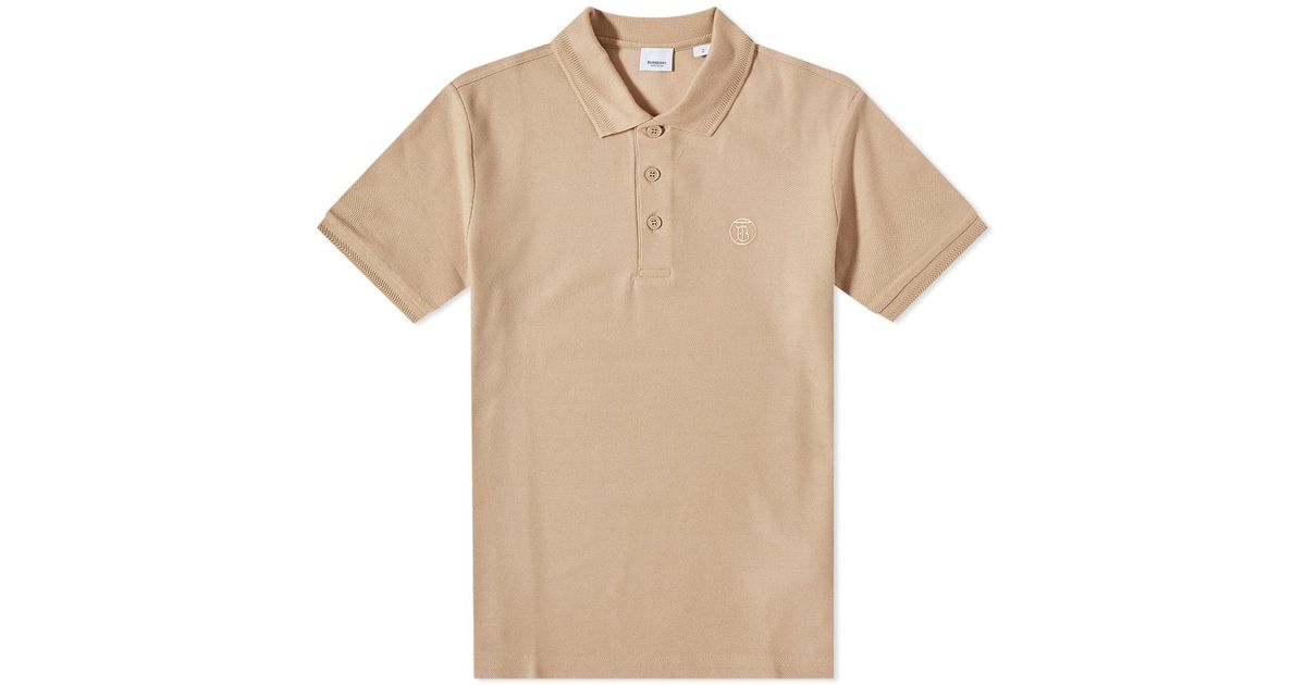 Burberry Cotton Eddie Tb Circle Logo Polo Shirt in Natural for Men ...