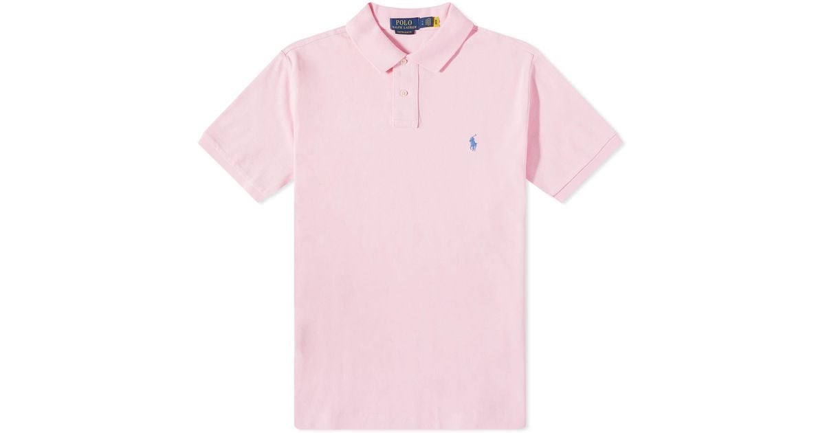 Polo Ralph Lauren Cusotm Slim Fit Polo Shirt in Pink for Men | Lyst