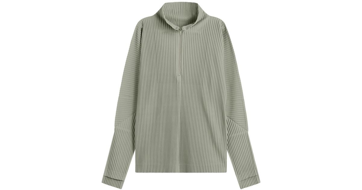 Homme Plissé Issey Miyake Quarter Zip in Green for Men | Lyst