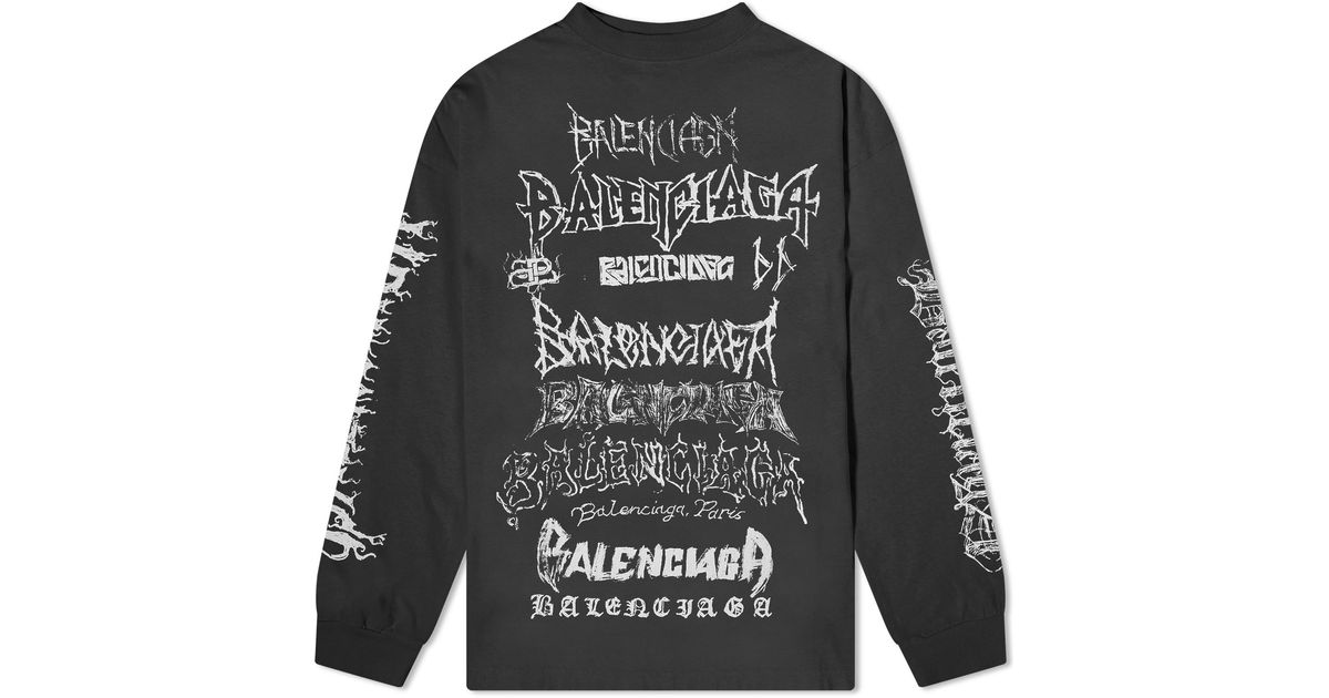 Balenciaga Metal Logo Long Sleeve T-Shirt in Gray for Men | Lyst
