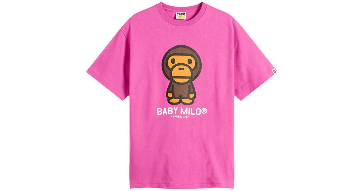 A Bathing Ape Baby Milo T-Shirt in Pink for Men | Lyst UK