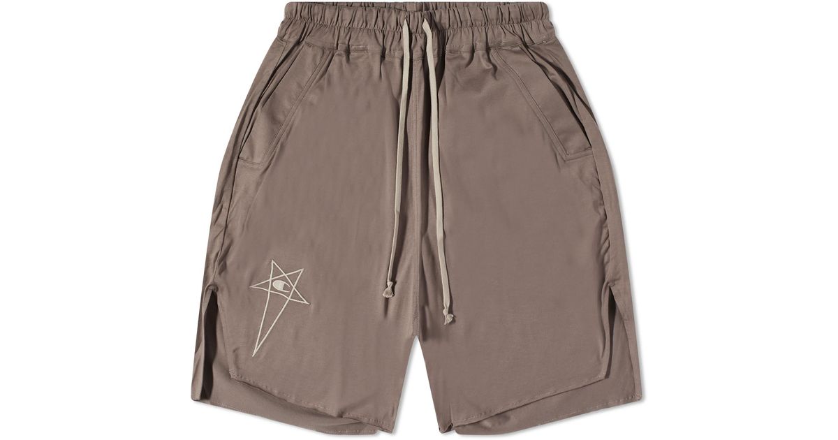 Rick Owens X Champion Beveled Pods Short in Gray for Men | Lyst