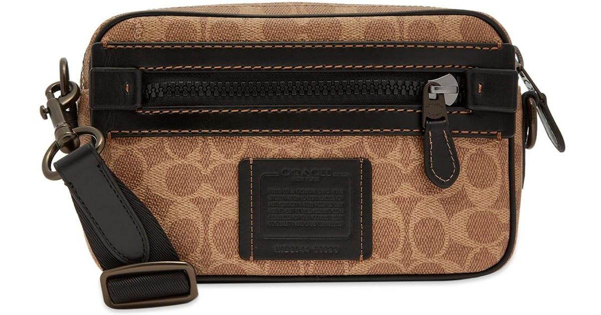COACH Canvas Academy Signature Logo Crossbody Bag in Brown for Men Lyst