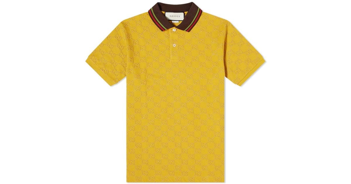 Gucci Cotton GG Contrast Pique Polo in Yellow for Men | Lyst Australia