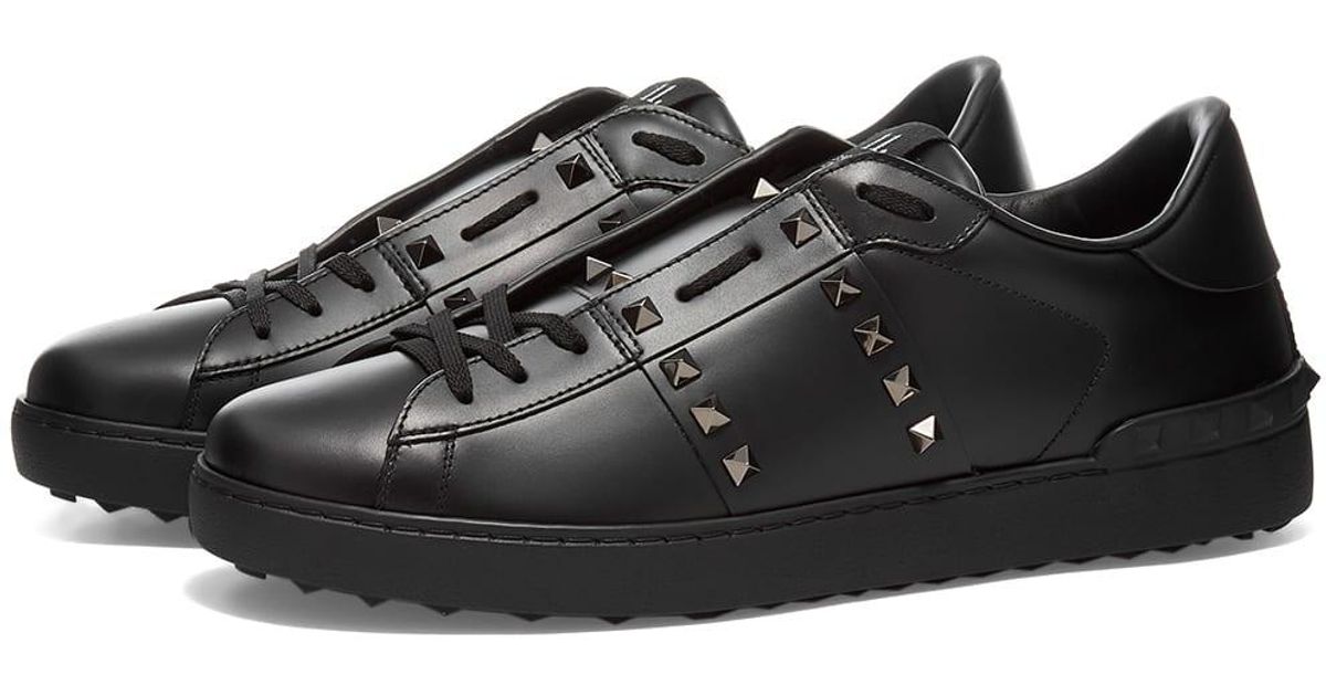 Valentino Leather Open Low Rockstud Untitled Sneaker in Black for Men ...