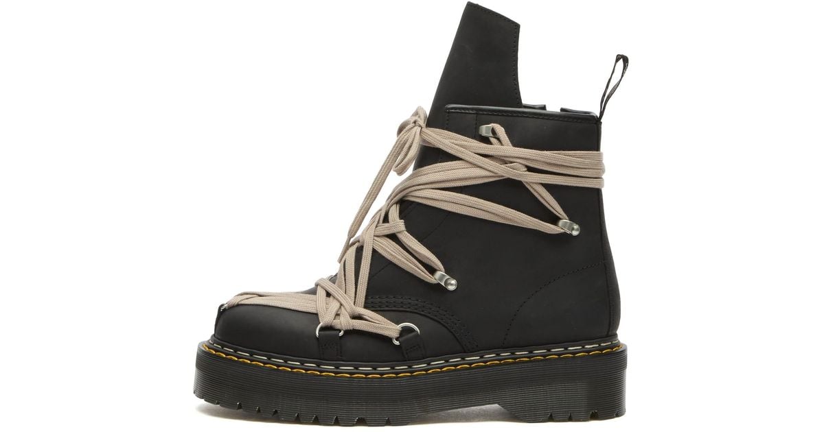Rick Owens X Dr Martens 1460 Quad Sole Megalace Boot in Black for