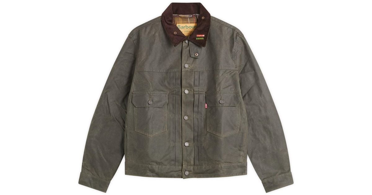 Levi's X Barbour Type 2 Waxed Jacket in Grey for Men | Lyst UK