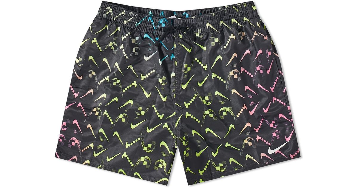 Nike swimming swoosh print hot sale lap short in black