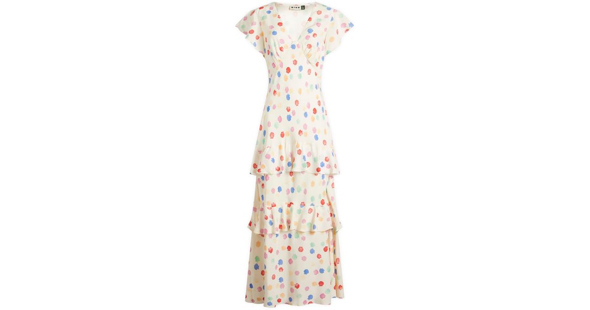 flowing midi dress Porcelain Wave Pleated Midi Dress L