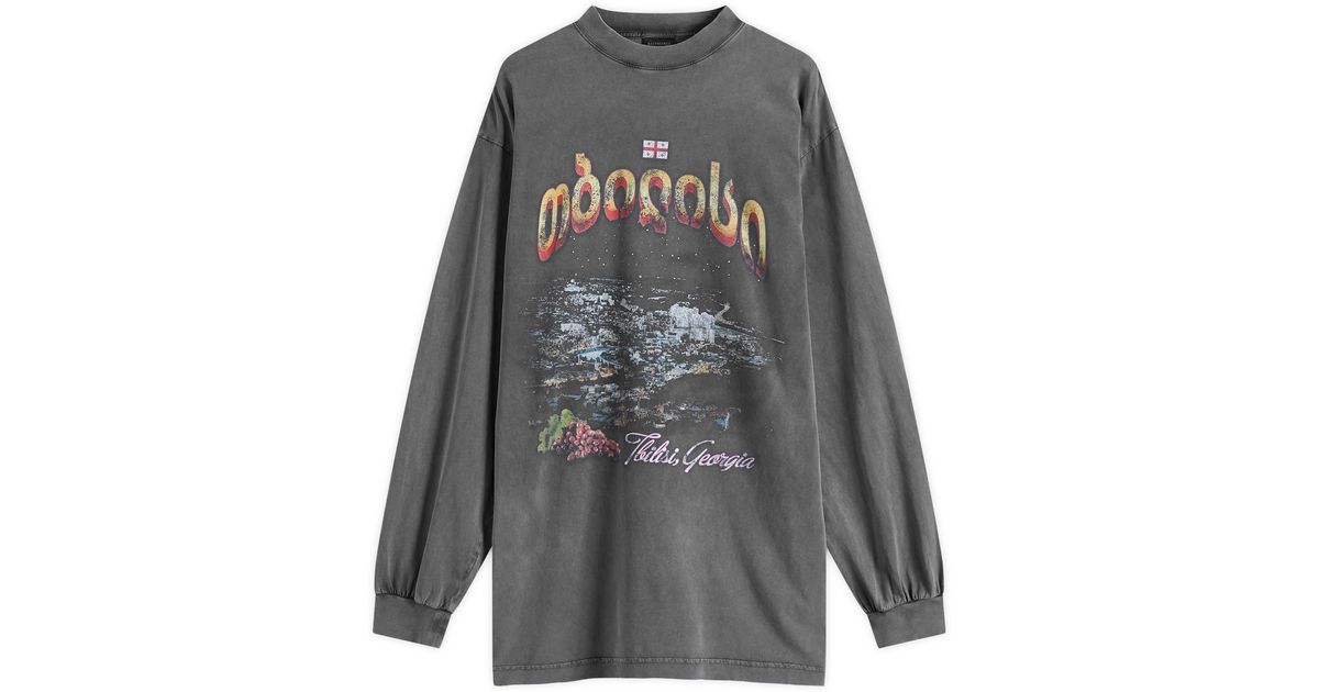 Balenciaga Tbilisi Tubular Long Sleeve Large T-Shirt in Gray