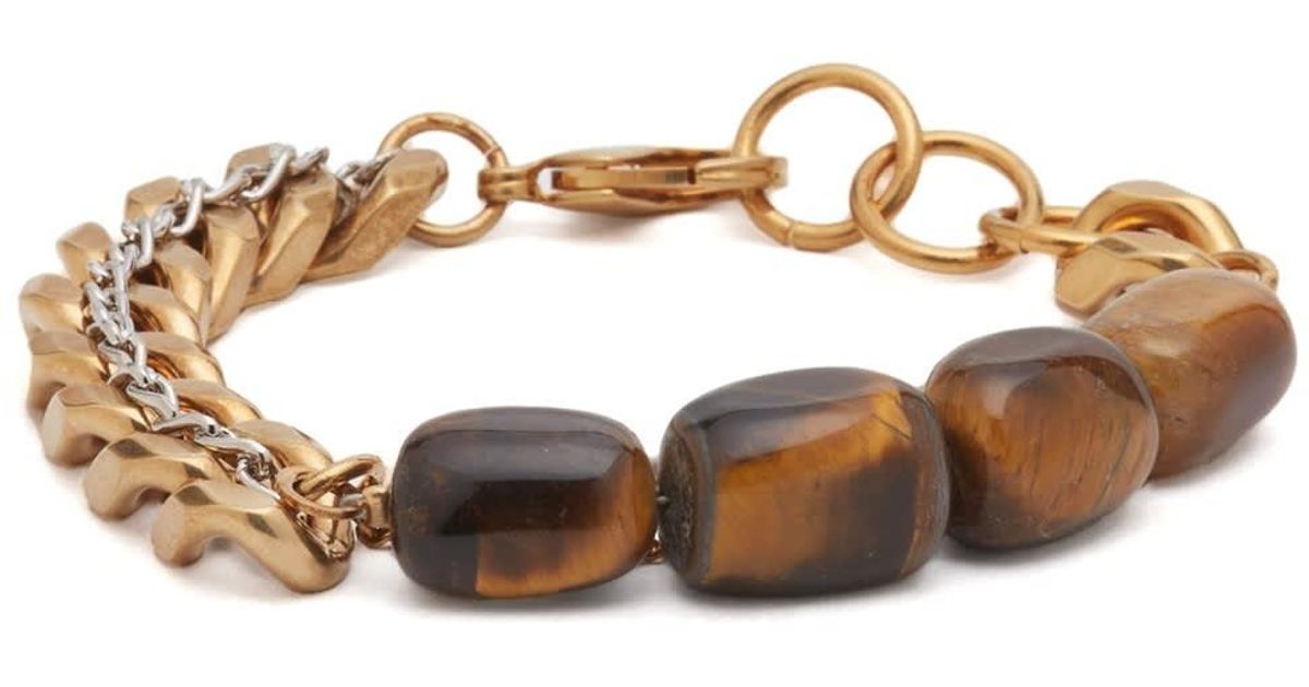 DRIES VAN NOTEN チェーン&ストーンブレスレット タイガーアイ DRIES VAN NOTEN チェーン&ストーンブレスレット タイガーアイ