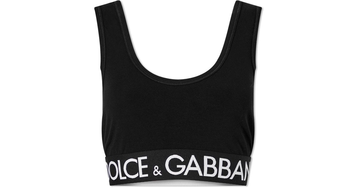 Dolce & Gabbana Tape Logo Bralet Top in Black | Lyst