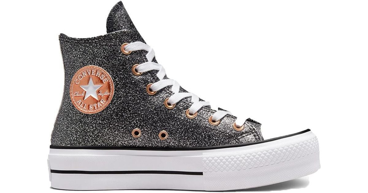 Converse Chuck Taylor All Star Lift Platform Metallic Glitter in Black