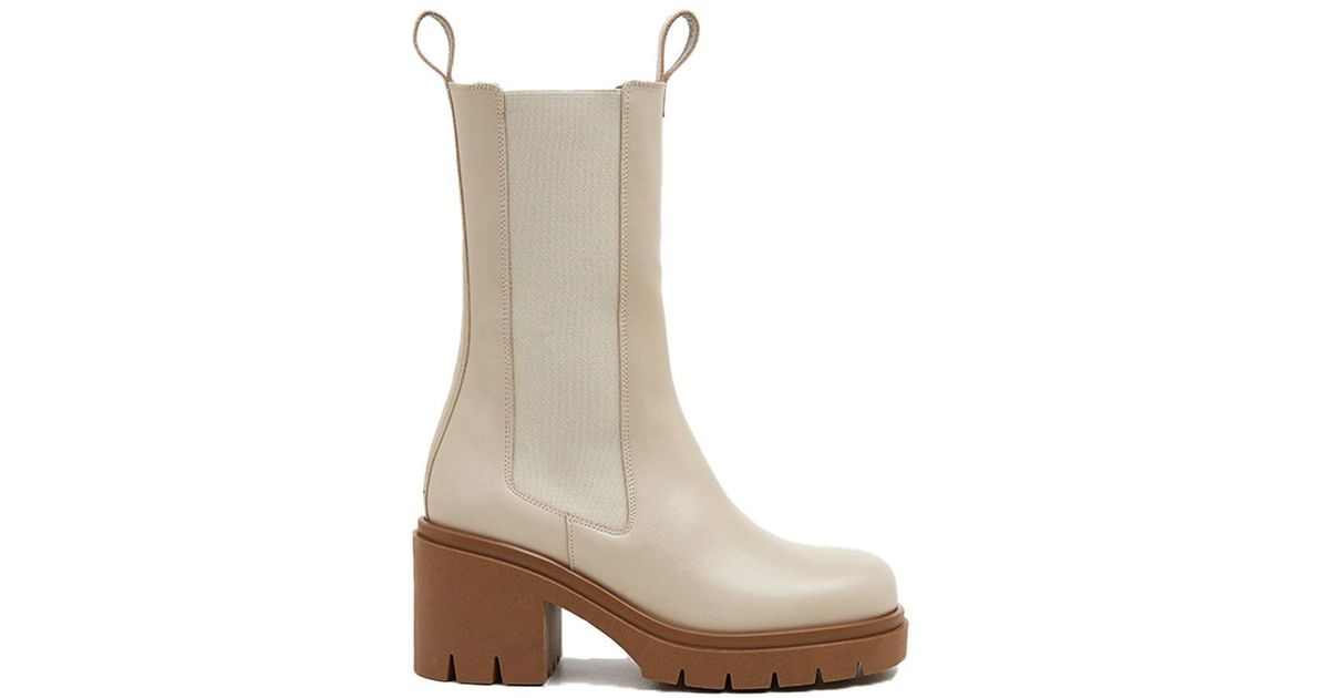 Flattered Lulu Creme Leather Chelsea Boots in White Lyst