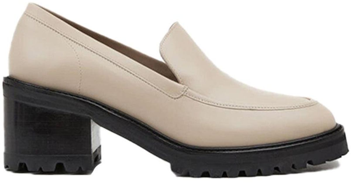 Flattered Saga Creme Leather Heeled Loafers Lyst UK