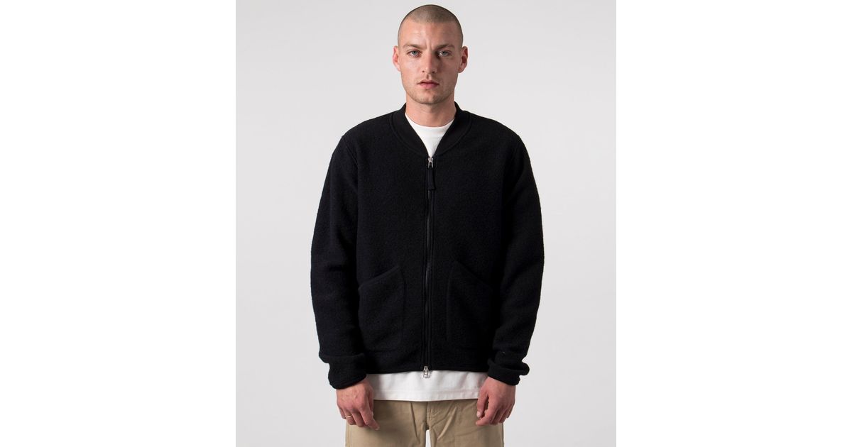 Universal Works Wool Zip Bomber Jacket in Black for Men Lyst UK