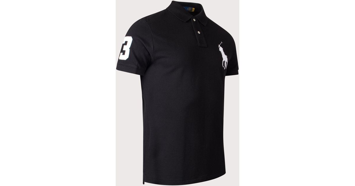 Polo Ralph Lauren Custom Slim Fit Big Pony Mesh Polo Shirt in Black for ...