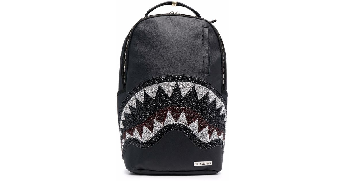 Sprayground Synthetic Trinity Shark Embellished Backpack in Black for