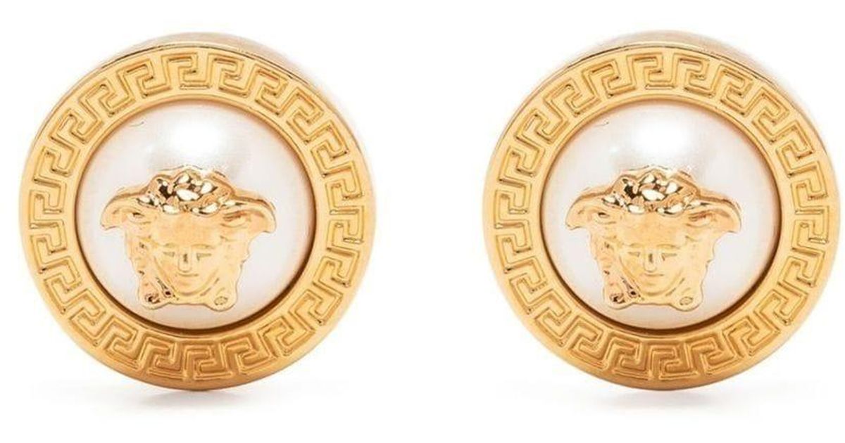 Versace Medusahead Pearl Earrings in Gold (Metallic) for Men Save 33