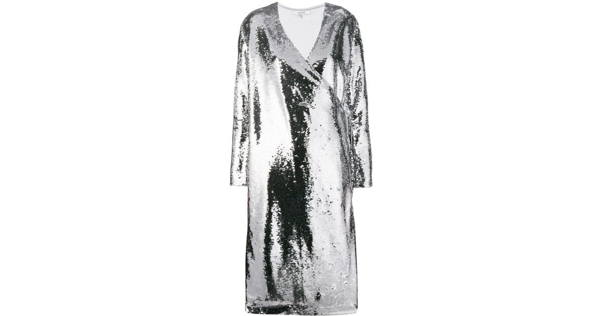 ganni white sequin dress