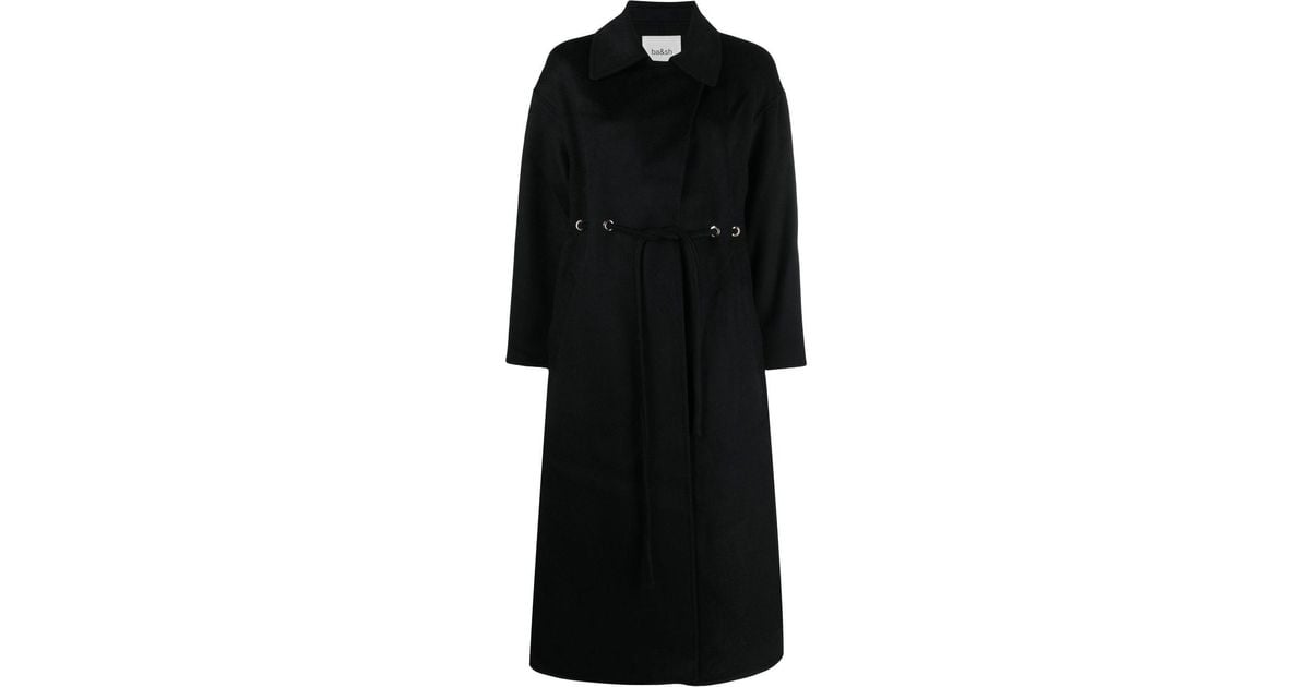 Ba sh Kate Drawstring Wool Blend Coat in Black Lyst UK