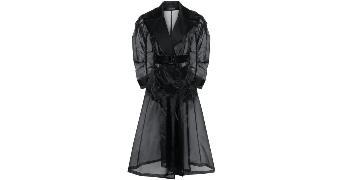 Dolce & Gabbana Double-Breasted Long Coat in Black | Lyst