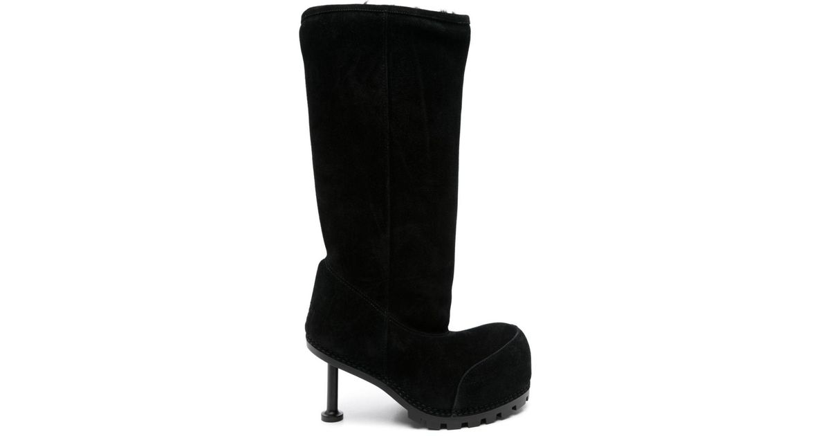 ALASKA FUR 90MM スプリットカーフスキン ハイブーツ Balenciaga 90mm Alaska Fur Boots in Black | Lyst