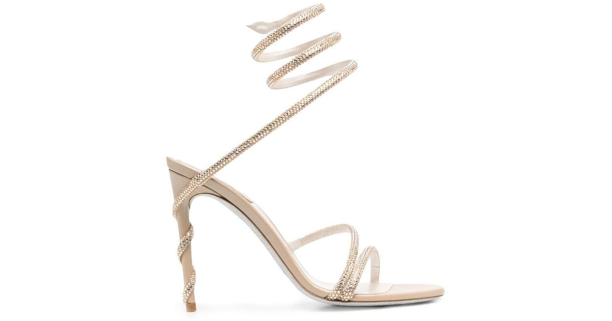 Rene Caovilla Margot Crystal-embellished Sandals in Natural | Lyst Canada