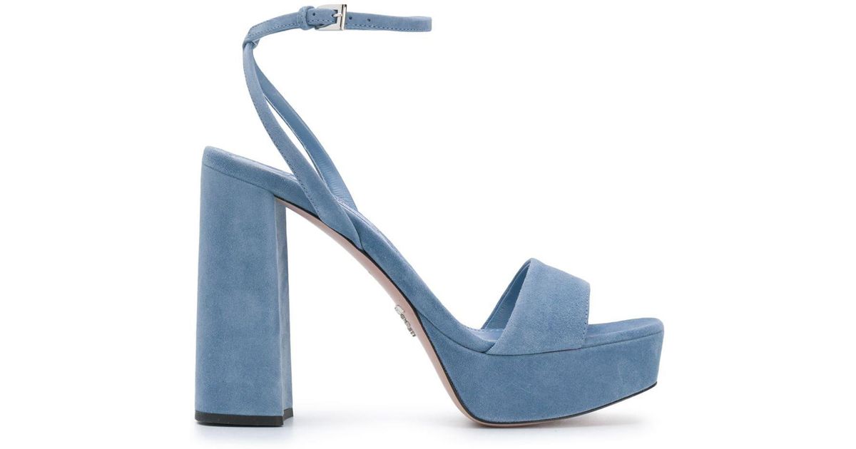 Mena blue Prada platform Prada Chunky Heel 125mm Platform Sandals in Blue | Lyst main image 3