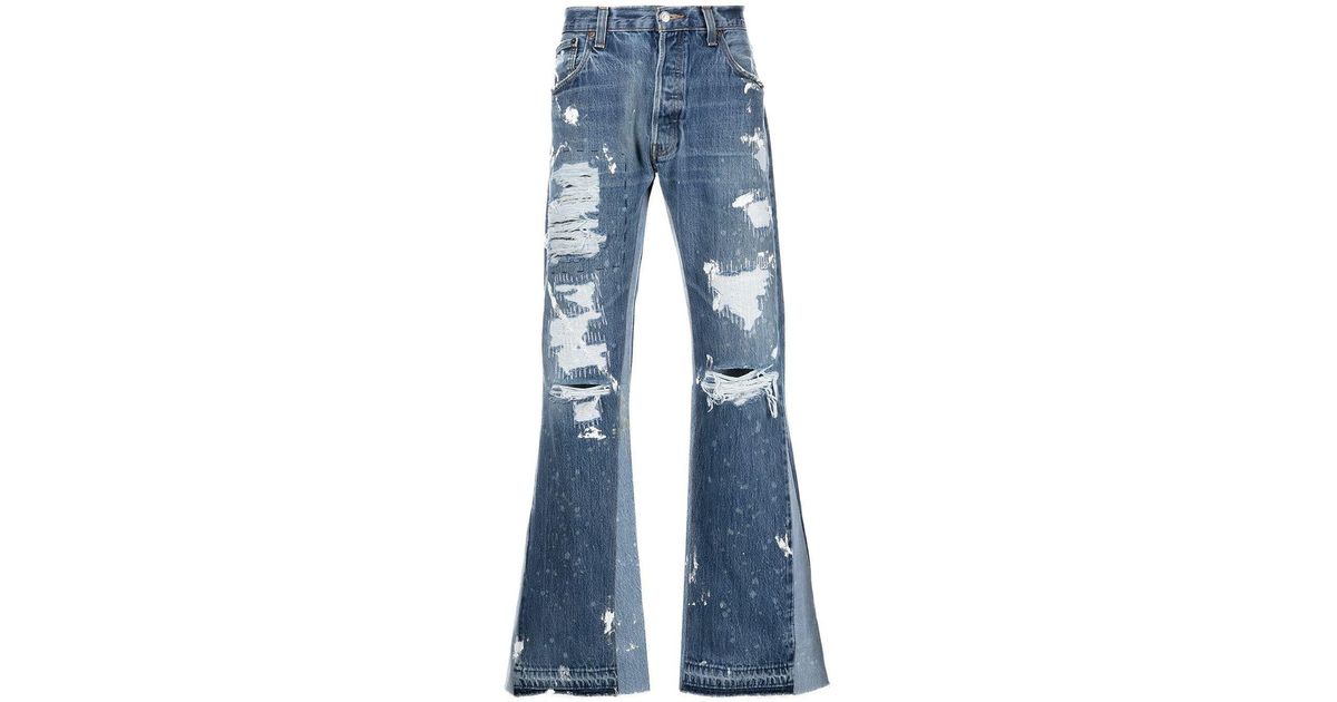 GALLERY DEPT. Denim Indiana Distressed Flared Jeans in Blue for Men ...