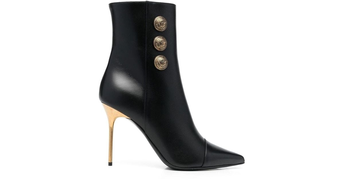 Balmain Roni Leather Ankle Boots in Black | Lyst Australia