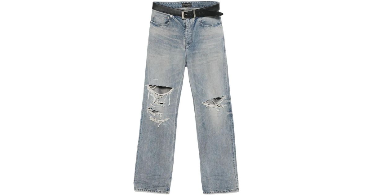 Balenciaga Integrated-Belt Jeans in Blue | Lyst Balenciaga Integrated-Belt Jeans in Blue | Lyst