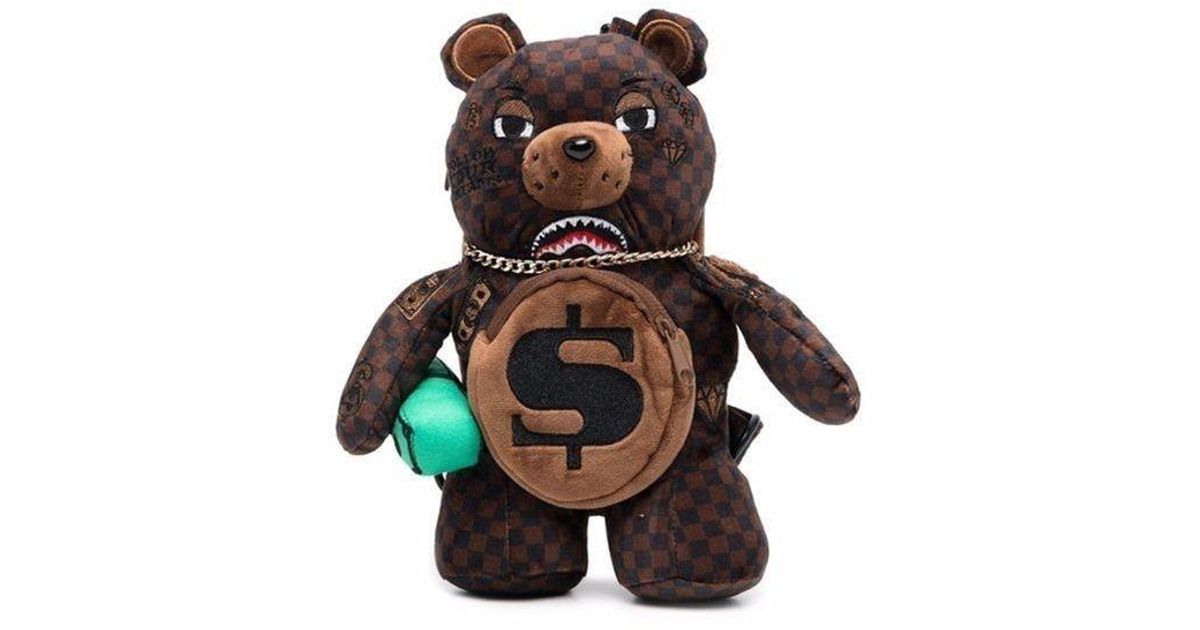 Sprayground Synthetic Checked Teddy Bear Backpack in Brown for Men
