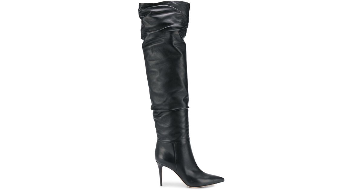 Gianvito Rossi Ruched Leather Boots in Black - Lyst