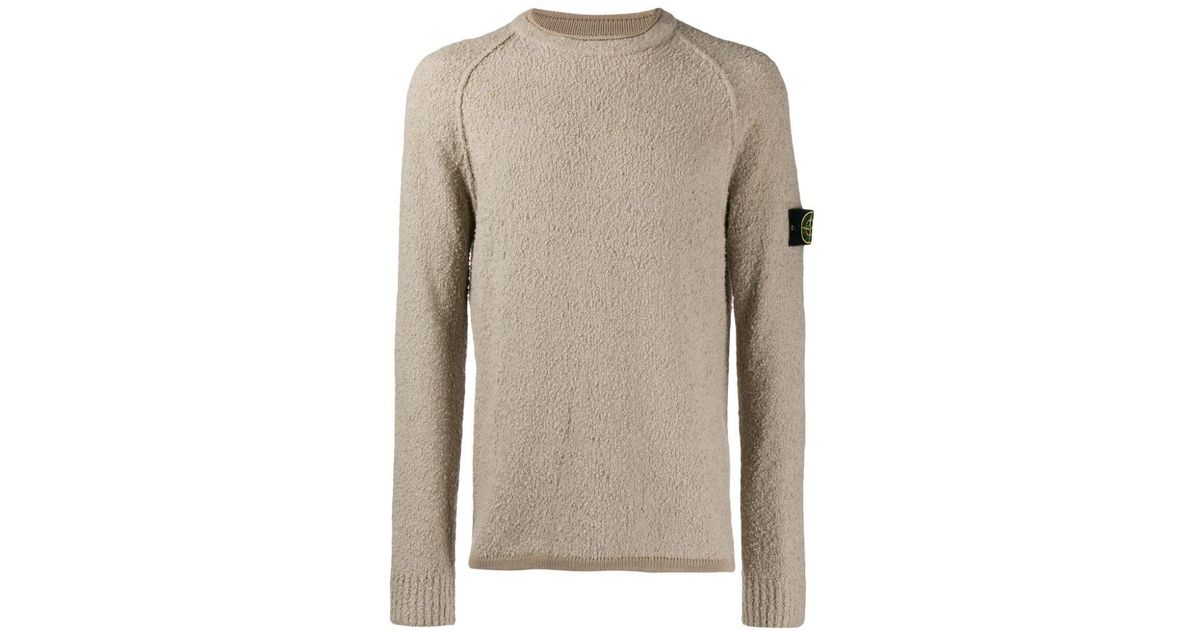 Stone Island Wool Teddy Crewneck Sweater for Men - Lyst