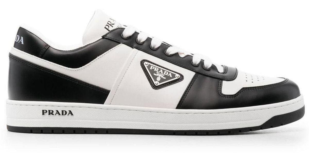 Prada Leather Downtown Low-top Sneakers in Black for Men - Save 20% ...