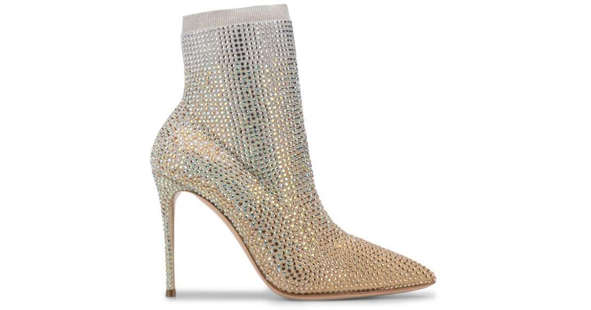 Casadei Leather Crystal Embellished Ankle Boots in Gold (Metallic) - Lyst