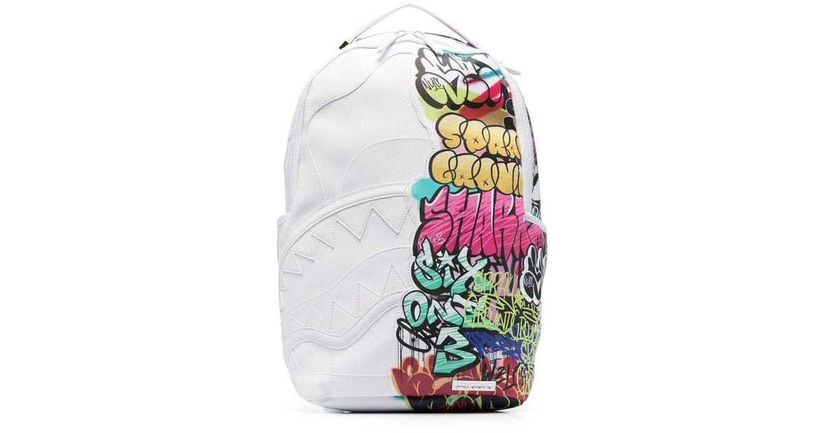 sprayground-graffiti-print-backpack-in-gray-for-men-lyst