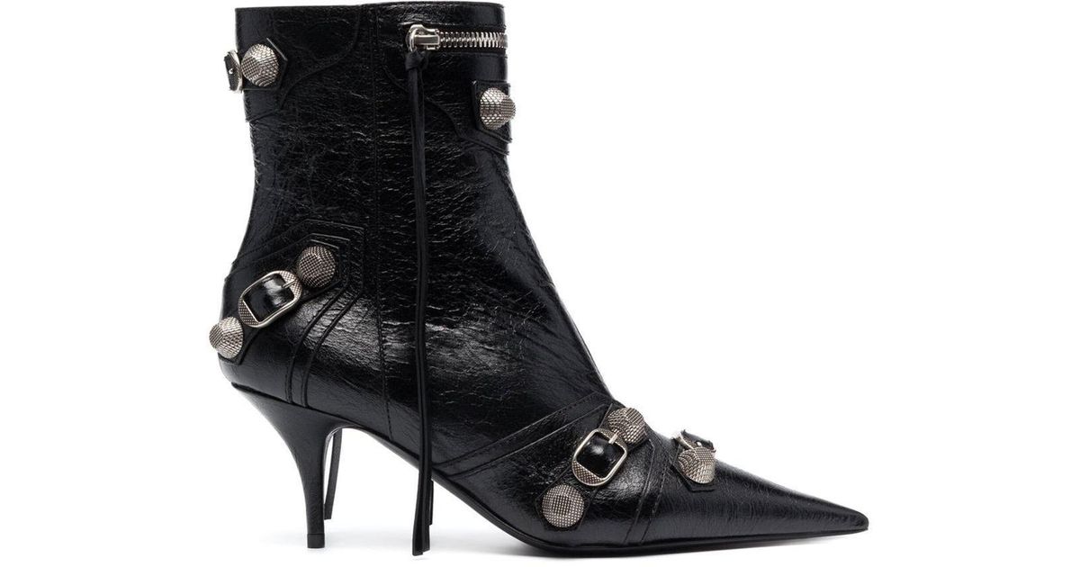 Balenciaga Leather Cagole Buckle-detail 70mm Ankle Boots in Black ...