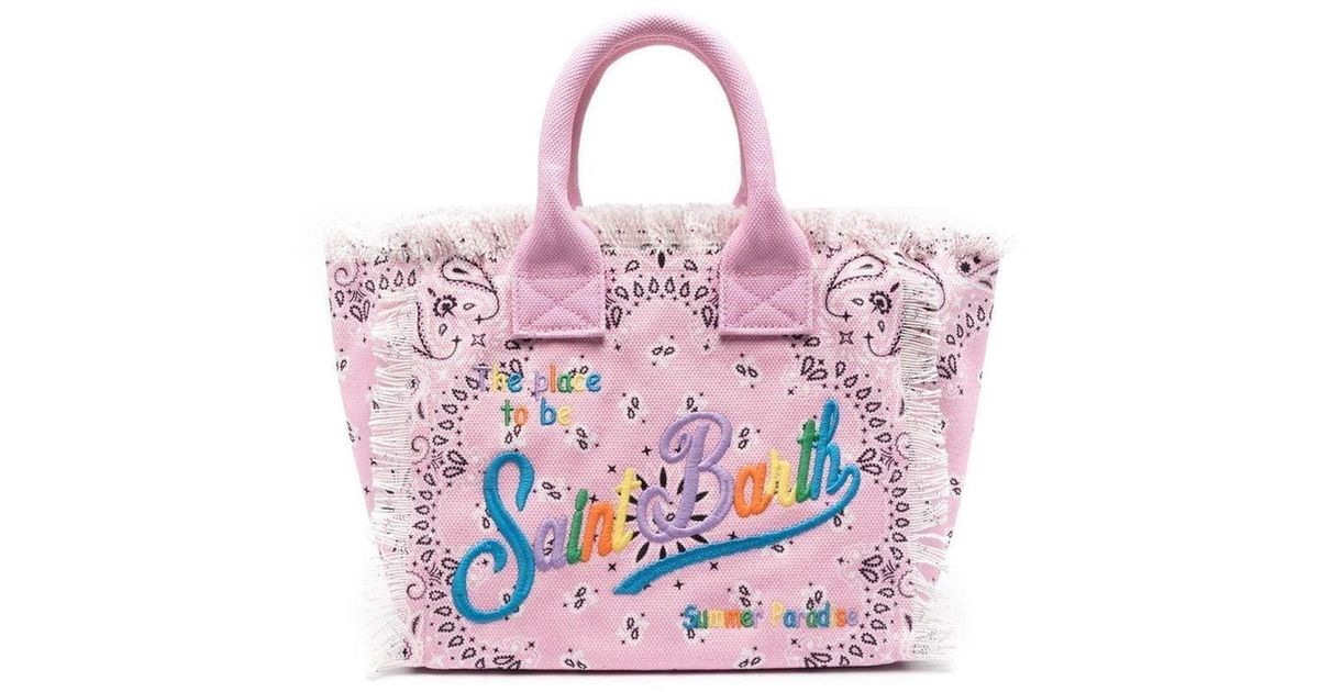 Mc2 Saint Barth Colette Embroidered-logo Beach Bag in Pink | Lyst