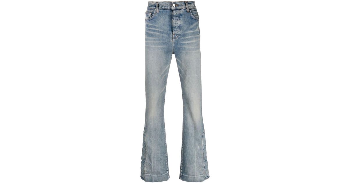 Amiri Denim Stack Distressedeffect Flared Jeans in Blue for Men Lyst