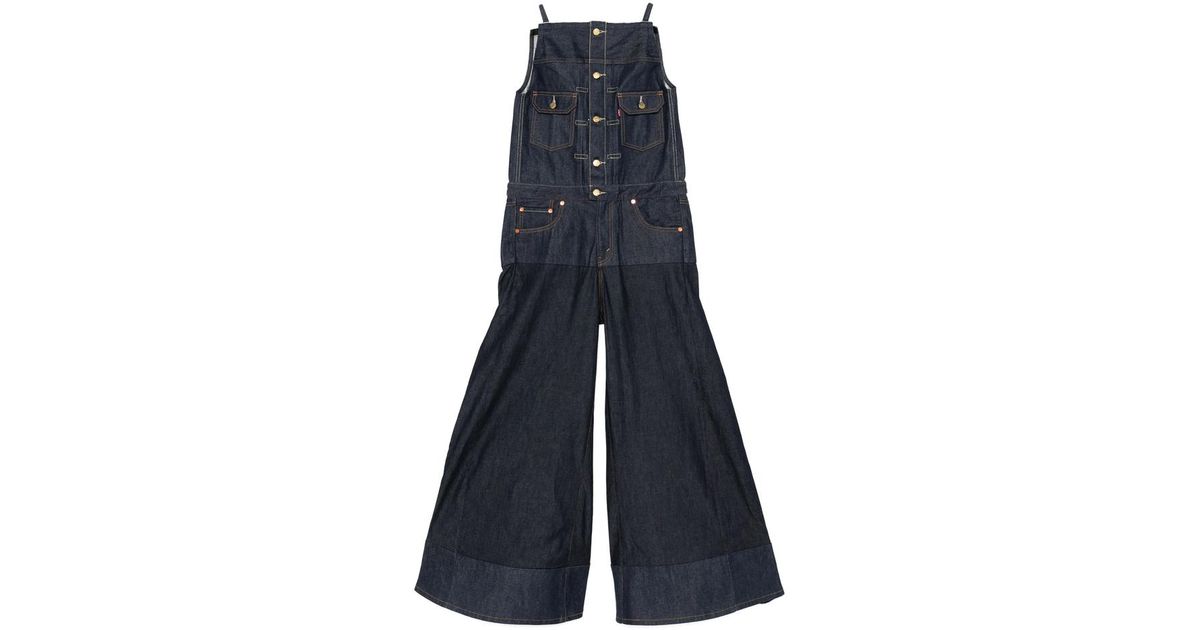 Levi's x Sacai Denim Wide-Leg Jumpsuit in Blue | Lyst