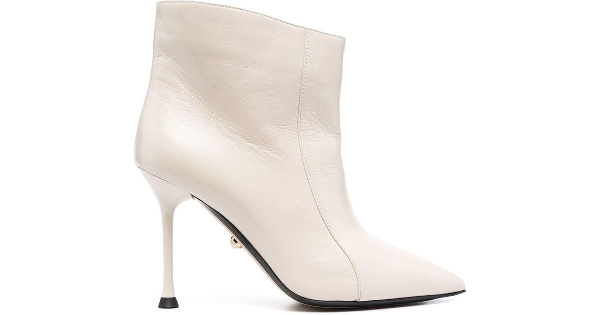 ALEVI Leather Pointed Toe Ankle Boots in White | Lyst Australia