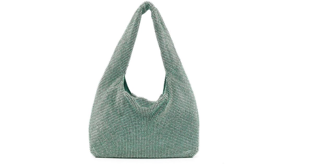 Kara Satin Erinite Crystal-embellished Shoulder Bag in Green | Lyst