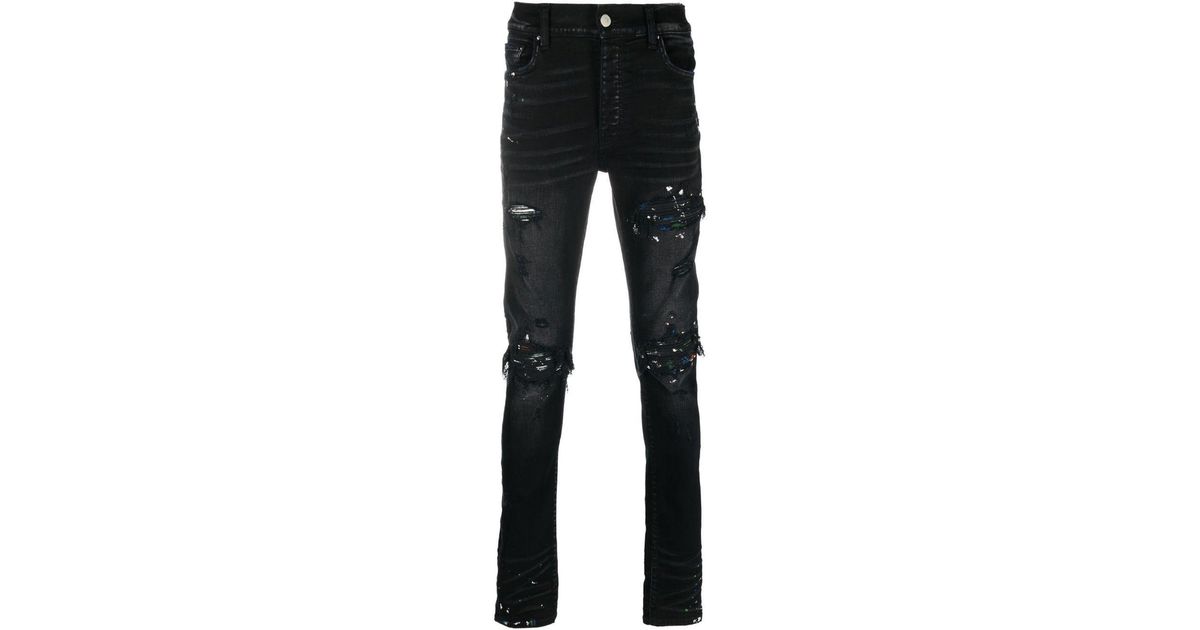 Amiri Denim Mx1 Ripped Skinny Jeans in Black for Men | Lyst