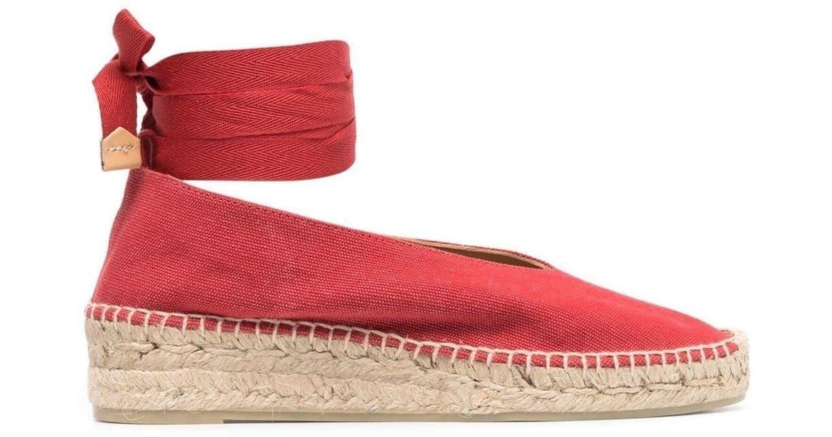Castañer Gea 380mm Wedge Raffia Espadrilles in Red Lyst