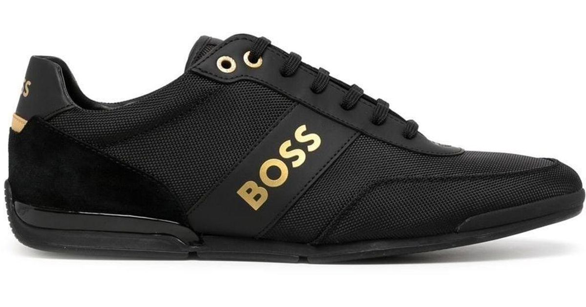 BOSS by HUGO BOSS Leather Saturn Low-top Sneakers in Black for Men ...