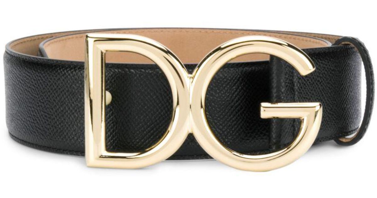 Dolce & Gabbana Dg Leather Belt in Black/Light Gold (Black) - Save 41% ...